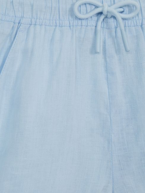 Reiss Ice Blue Cleo Junior Linen Drawstring Shorts