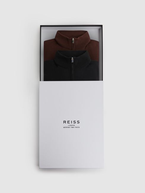Reiss Multi Blackhall Box Two Pack Of Merino Wool Zip-Neck Cardigan