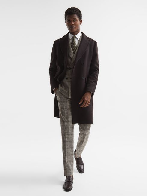 Reiss Brown Alfredo Slim Fit Prince Of Wales Check Trousers