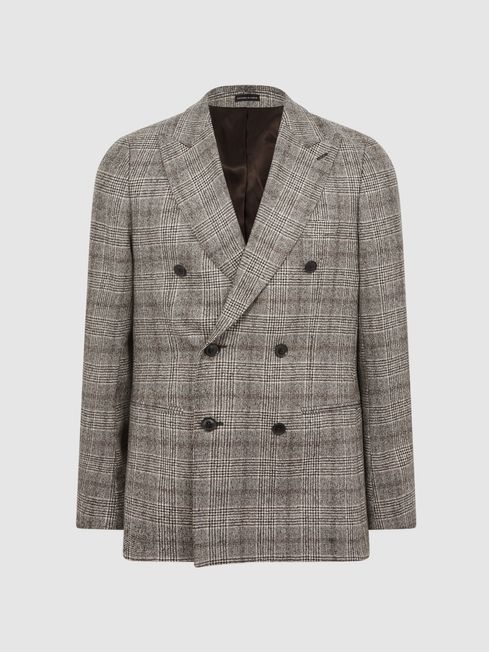 Reiss Alfredo Slim Fit Double Breasted Prince Of Wales Check