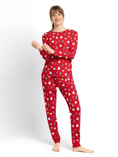 JoJo Maman Bébé Red Women's Christmas Print Pyjama Set