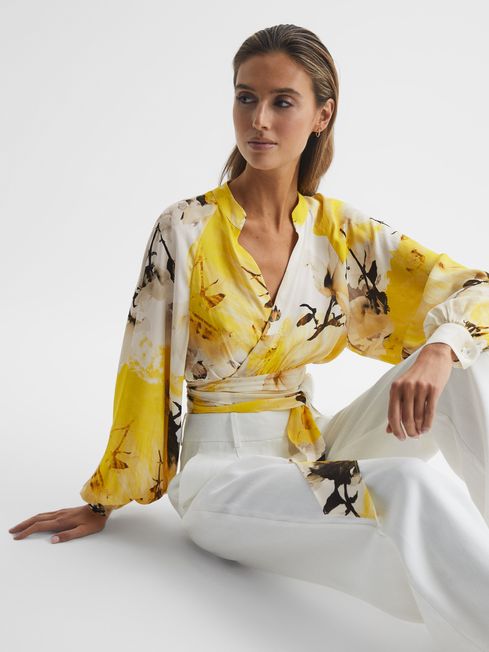 Reiss - odette floral print cropped blouse