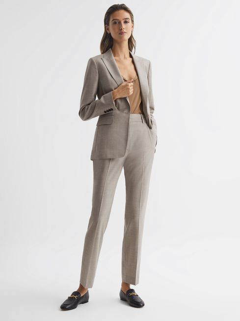 Reiss Oatmeal Emily Straight Leg Tailored Trousers