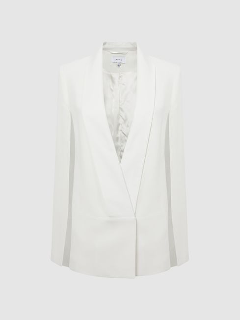 Reiss Cream Yana Tuxedo Cape Blazer