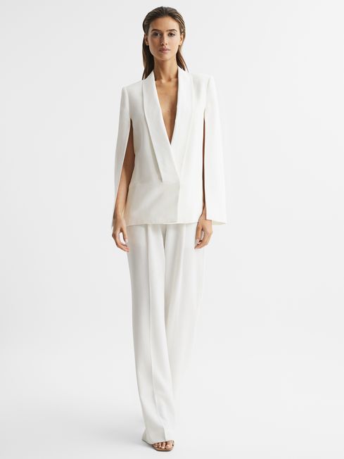 Reiss Cream Yana Tuxedo Cape Blazer