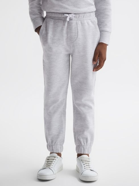 Reiss Soft Grey Hector Senior Textured Drawstring Joggers