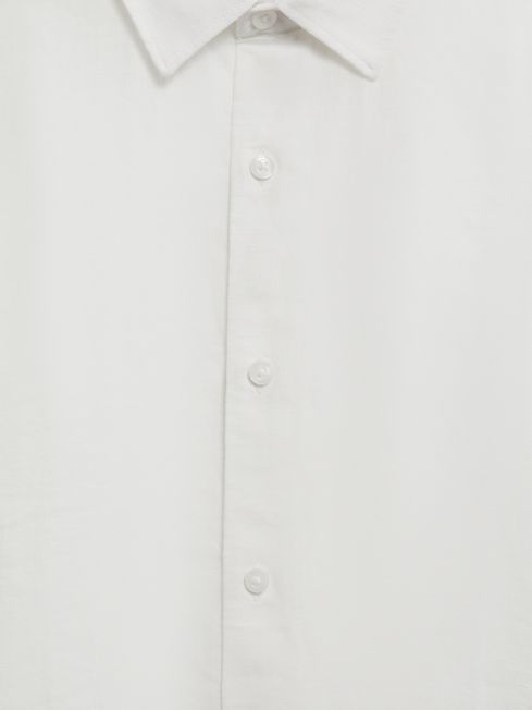 Reiss White Holiday Senior Short Sleeve Linen Shirt