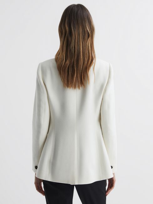 Reiss White Larsson Double Breasted Twill Blazer