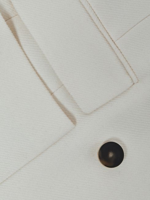Reiss White Larsson Double Breasted Twill Blazer