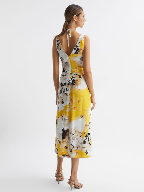 Reiss Kasia Fitted Floral Print Midi Dress | REISS USA