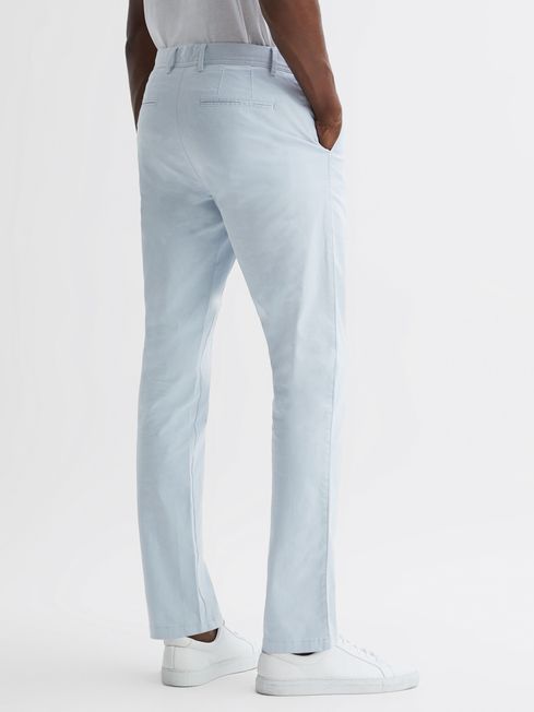 Reiss Soft Blue Pitch Slim Fit Washed Cotton Blend Chinos