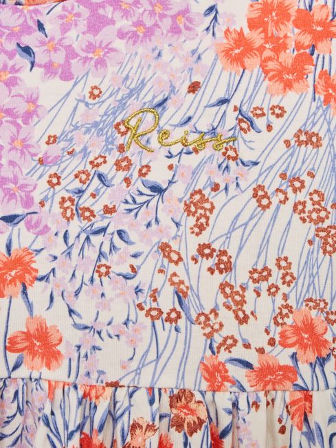 Reiss Pink Print Dahlia Senior Floral Print Jersey Dress