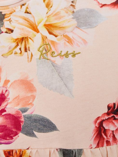 Reiss Pink Dahlia Junior Floral Print Jersey Dress