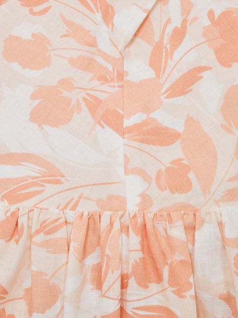 Reiss Pink Lottie Senior Floral Print Halter Neck Dress