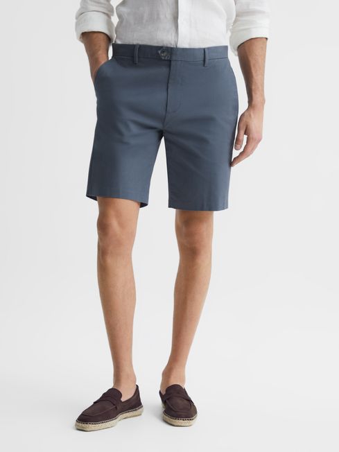 Reiss Airforce Blue Wicket Modern Fit Cotton Blend Chino Shorts