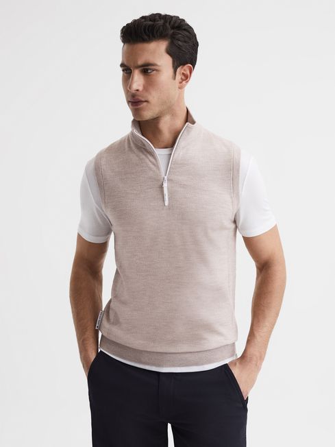 Reiss Wedge Golf Merino Sleeveless Half Zip Jumper REISS USA