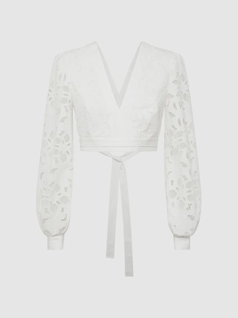Reiss Immi Lace Cropped Co-ord Blouse - REISS