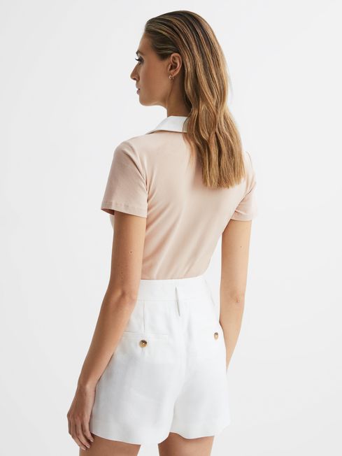 Reiss Neutral/Ivory Avery Short Sleeve Polo Bodysuit