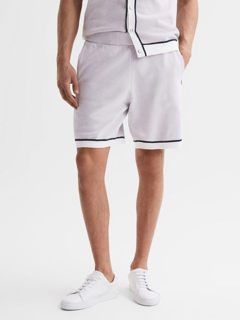 Reiss Soft Grey Fielder Relaxed Fit Elasticated Chenille Shorts