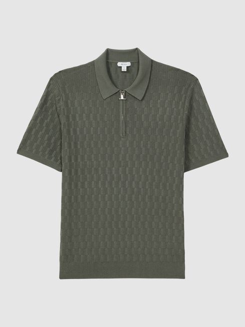 Reiss Ubud Half-Zip Textured Polo T-Shirt | REISS USA