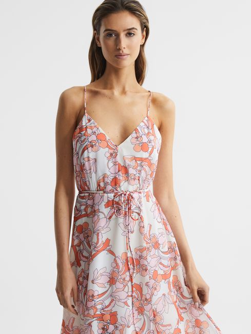 Reiss Pale Pink Pippa Floral Printed Midi Dress