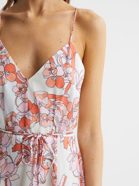 Reiss Pale Pink Pippa Floral Printed Midi Dress