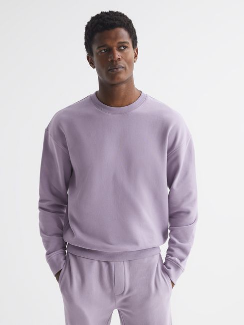 Reiss Lilac Alistar Oversized Garment Dye Sweatshirt