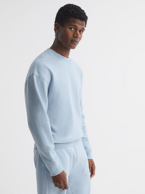 Reiss Ice Blue Alistar Oversized Garment Dye Sweatshirt