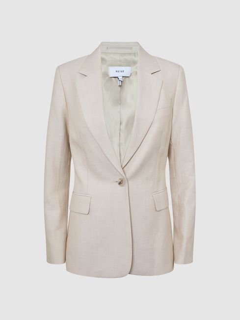 Reiss Oatmeal Shae Single Breasted Tailored Blazer