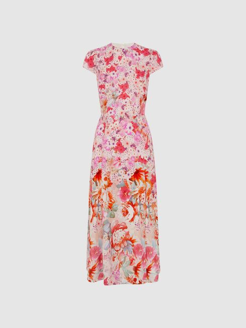 Reiss Ivy Floral Print Midi Dress | REISS USA