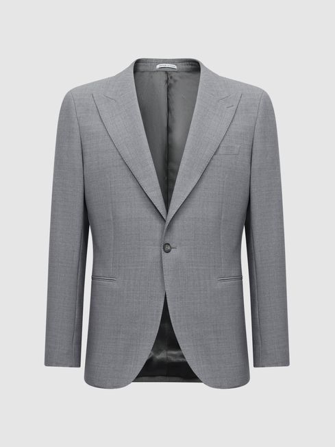 Slim Fit Single Breasted Wool Blend Blazer in Soft Grey REISS USA