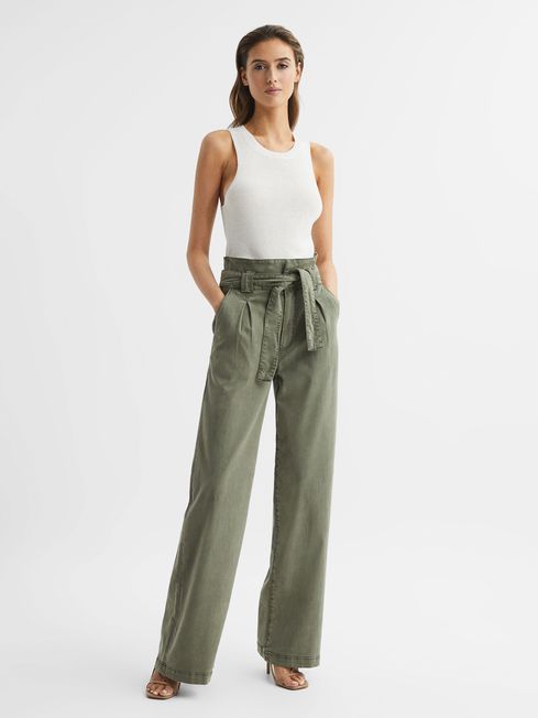 Paige High Rise Paper Bag Trousers
