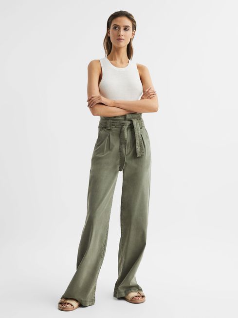 Paige High Rise Paper Bag Trousers