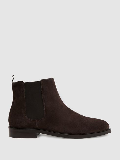Reiss Chocolate Tenor Leather Chelsea Boots