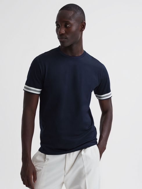 Slim-fit short-sleeved T-shirt in mercerized cotton