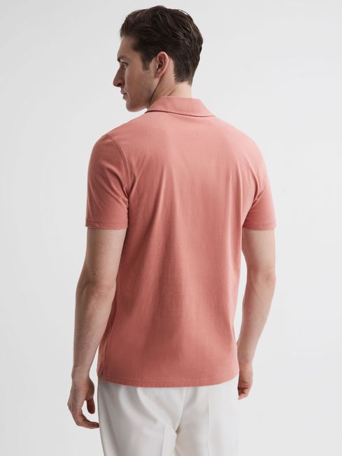 Reiss Slate Rose Nammos Slim Fit Cotton Polo Shirt
