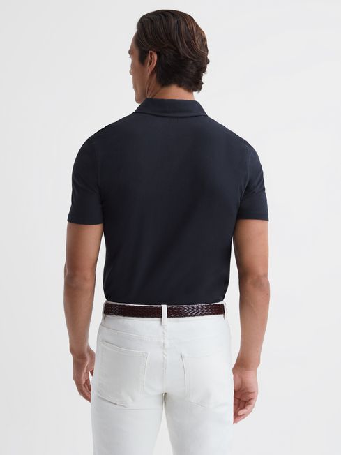 Slim Fit Cotton Polo Shirt in Navy