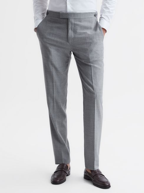 Reiss Soft Grey Arrow Slim Fit Wool Blend Trousers