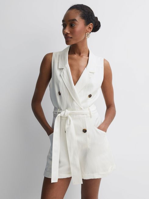Reiss Ivory Florence Double Breasted Playsuit