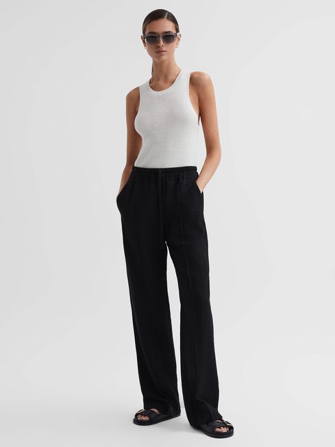 symoid Womens Casual Pants- Fashion Casual Solid StretchCotton and Linen  Trousers Pants Black XL - Walmart.com