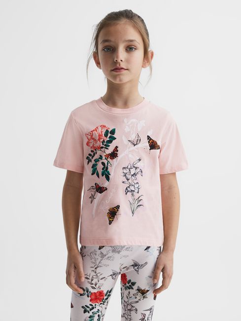 Reiss Pink Mahlia Senior Printed Set - T-Shirt and Leggings