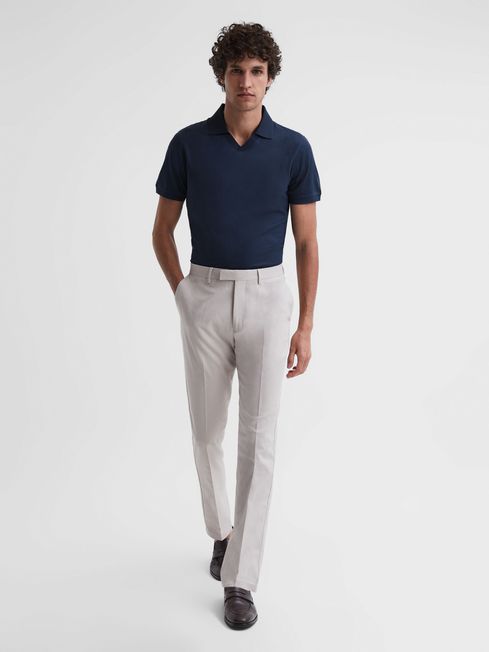 Slim Fit Mercerised Cotton Polo Shirt in Blue Night