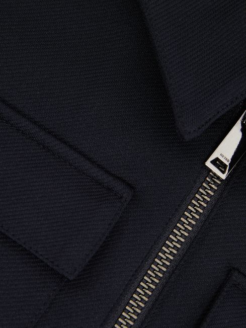Reiss Navy Ventura 3-9 yrs Twill Zip-Front Jacket