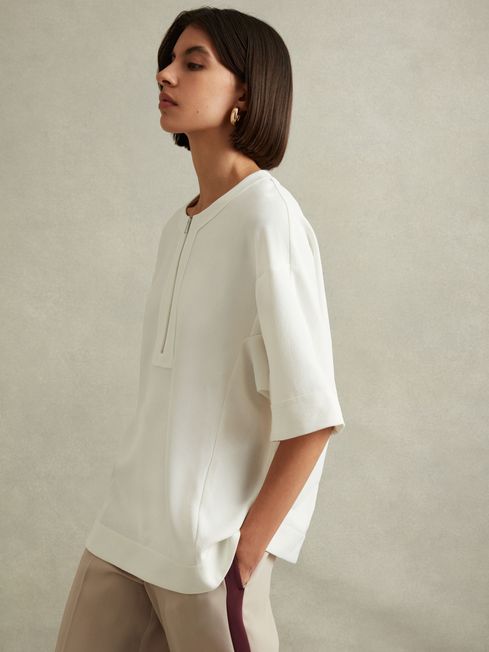 Reiss Via Relaxed Half Zip T Shirt REISS Rest of Europe