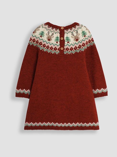 Red Reindeer Christmas Fair Isle Knitted Dress