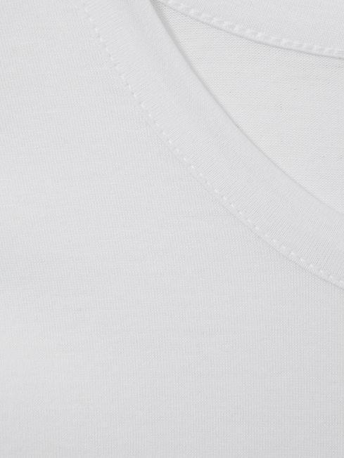 Reiss White Caspian Mercerised Cotton Crew Neck T-Shirt