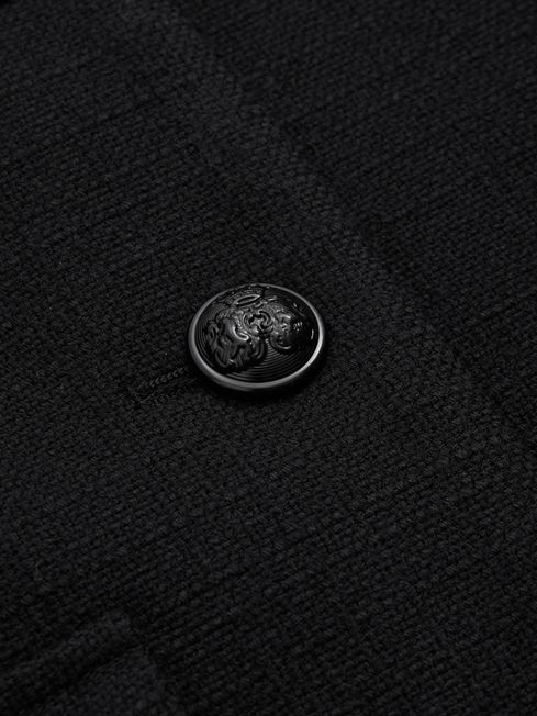Nola Black Cropped Wool Single Breasted Jacket