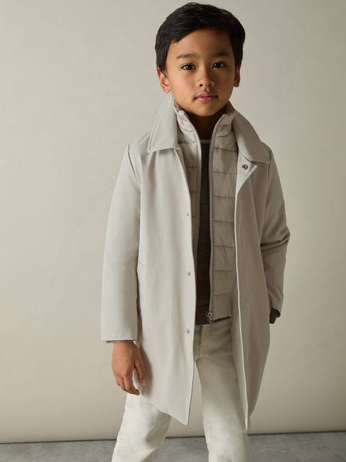Reiss Stone Logan 3-9 yrs Gabardine Coat with Removable Gilet