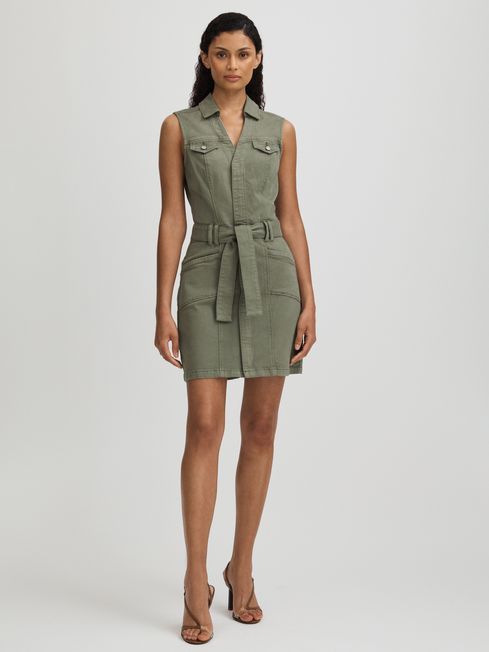 Paige Denim Mini Dress in Khaki REISS Canada