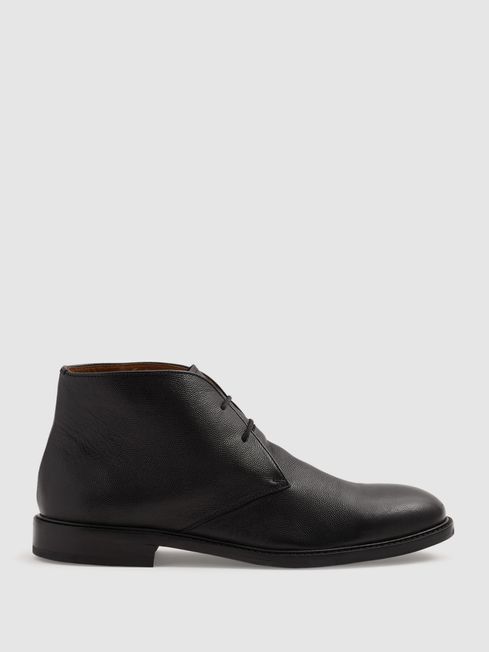 Cooper Black Grained Leather Chukka Boots REISS Germany